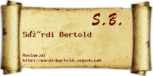 Sárdi Bertold névjegykártya